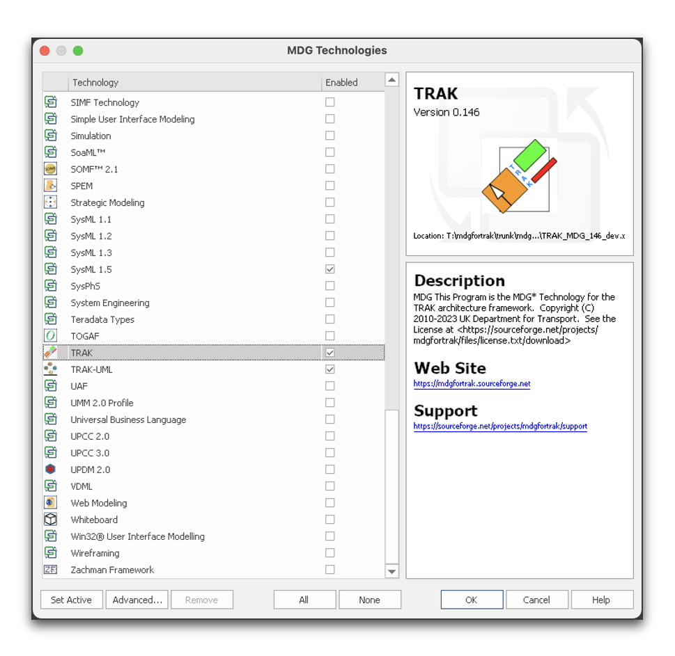 Telling Enterprise Architect Where to Find the MDG
          Technology for TRAK Plugin